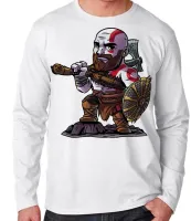 Camiseta manga longa Infantil ou Adulto Kratos Deus da guerra - Foto 3