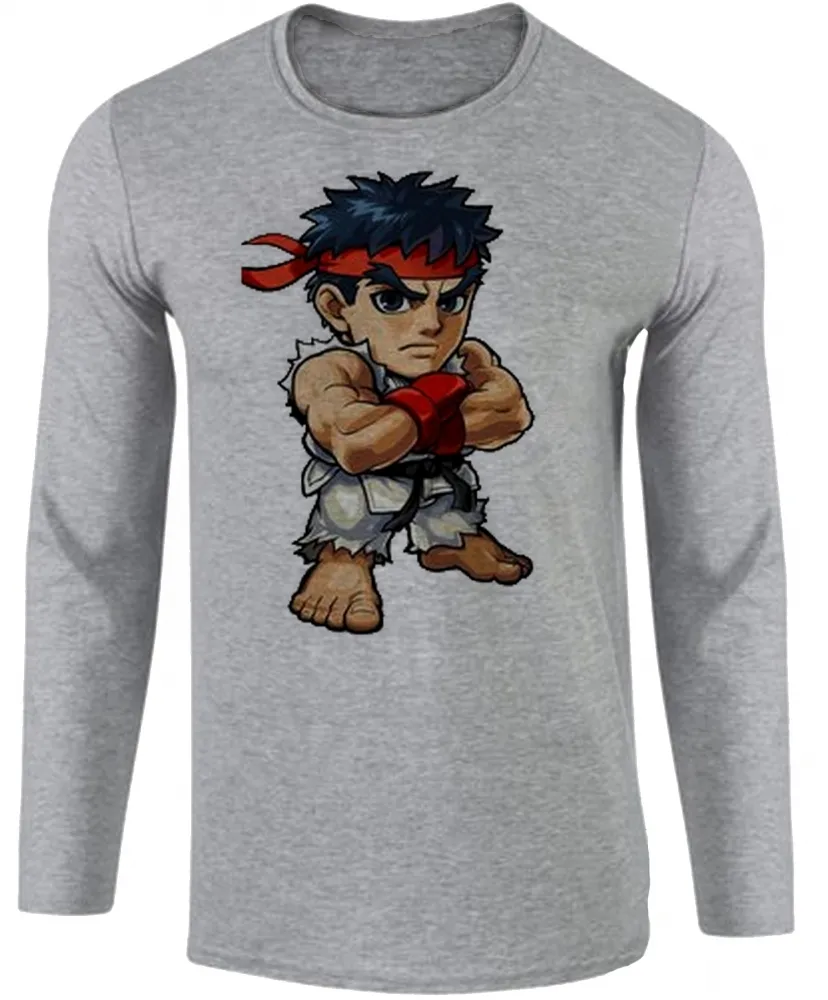 Camiseta manga longa Infantil ou Adulto Ryu Karate Street Fighter jogo antigo