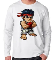 Camiseta manga longa Infantil ou Adulto Ryu Karate Street Fighter jogo antigo - Foto 2