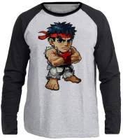 Camiseta manga longa Infantil ou Adulto Ryu Karate Street Fighter jogo antigo - Foto 3