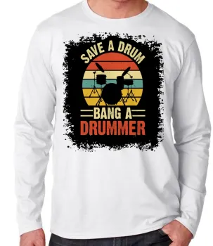 Camiseta manga longa Infantil ou Adulto Bateria baterista rock musica - Foto 2