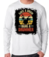 Camiseta manga longa Infantil ou Adulto Bateria baterista rock musica - Foto 2