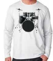 Camiseta manga longa Infantil ou Adulto Bateria rock musica banda - Foto 3