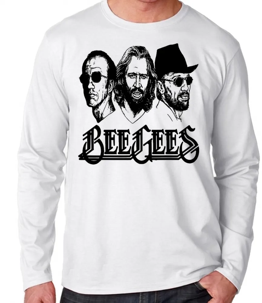 Camiseta manga longa Infantil ou Adulto Beegees banda rock antiga