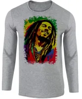Camiseta manga longa Infantil ou Adulto Bob Marley colorido reggae - Foto 2