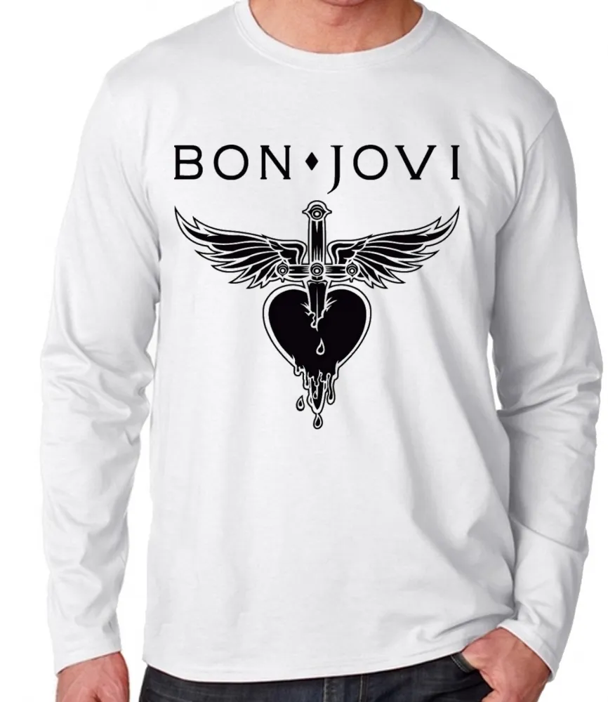 Camiseta manga longa Infantil ou Adulto Bon Jovi banda rock antiga Imagem