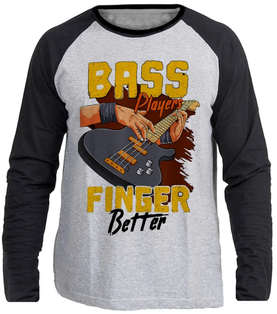 Camiseta manga longa Infantil ou Adulto Contra baixo rock musico