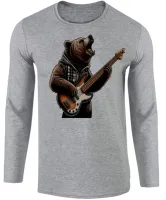 Camiseta manga longa Infantil ou Adulto contra baixo urso rock bear - Foto 2