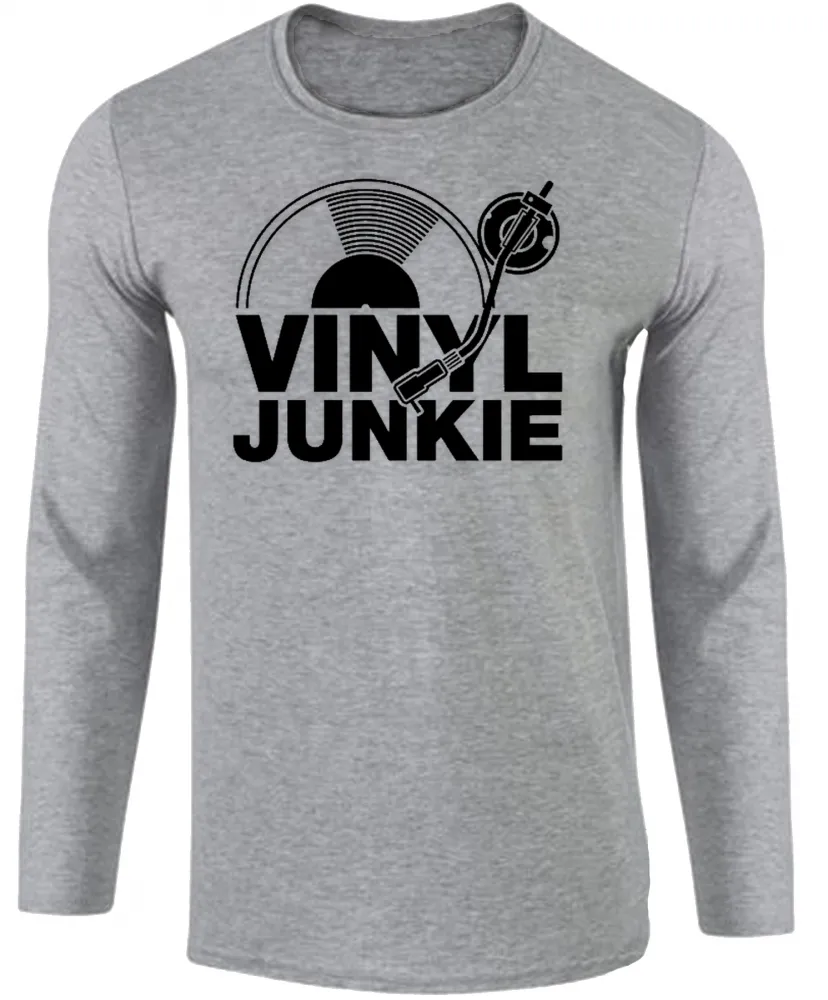 Camiseta manga longa Infantil ou Adulto Dj musica vinil Junkie Hip Hop Dance Trance