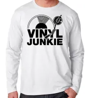 Camiseta manga longa Infantil ou Adulto Dj musica vinil Junkie Hip Hop Dance Trance - Foto 2