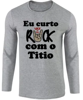 Camiseta manga longa Infantil ou Adulto Eu curto rock tio Titio - Foto 2
