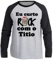 Camiseta manga longa Infantil ou Adulto Eu curto rock tio Titio - Foto 3