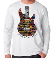 Camiseta manga longa Infantil ou Adulto guitarra bandas rock famosas - Foto 3