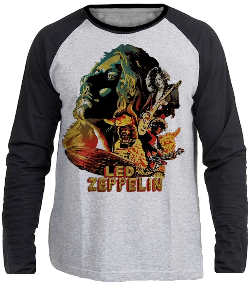 Camiseta manga longa Infantil ou Adulto led zeppelin banda rock Imagem