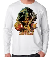 Camiseta manga longa Infantil ou Adulto led zeppelin banda rock - Foto 3