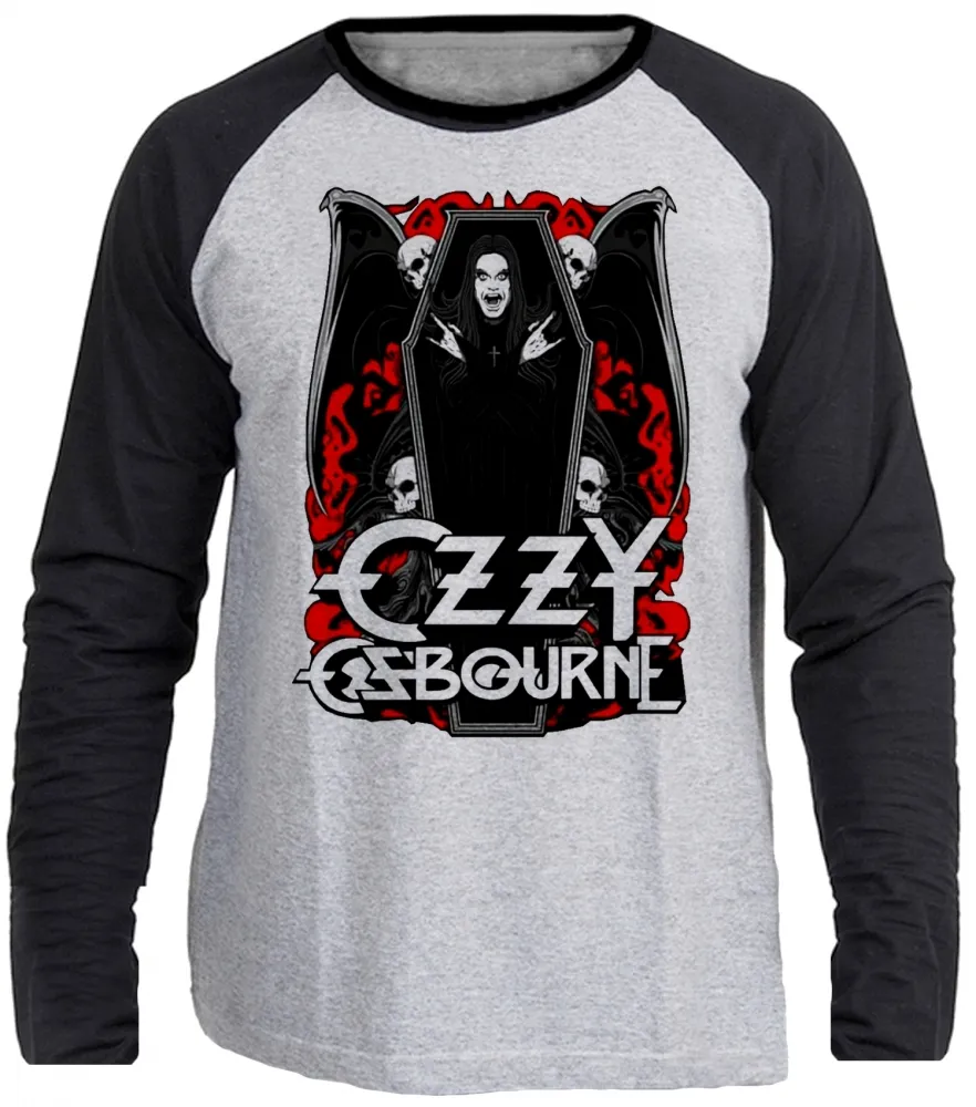 Camiseta manga longa Infantil ou Adulto Ozzy ozbourne black sabbath