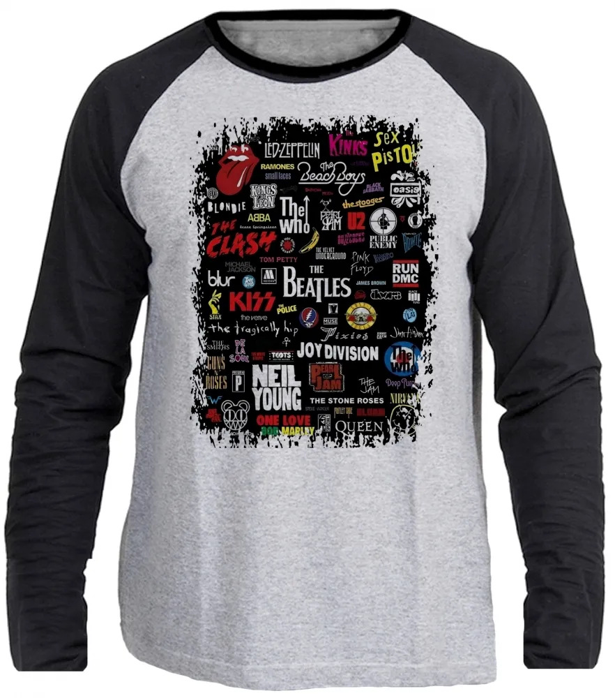 Camiseta manga longa Infantil ou Adulto Rock bandas famosas Imagem