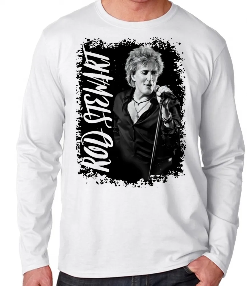 Camiseta manga longa Infantil ou Adulto rod stewart banda rock