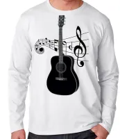 Camiseta manga longa Infantil ou Adulto Violão musica musico - Foto 2