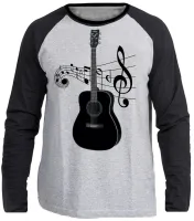 Camiseta manga longa Infantil ou Adulto Violão musica musico - Foto 3