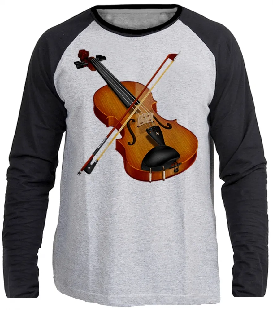 Camiseta manga longa Infantil ou Adulto Violino musica classica instrumento