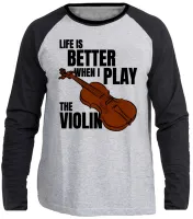 Camiseta manga longa Infantil ou Adulto Violino musico musica - Foto 2