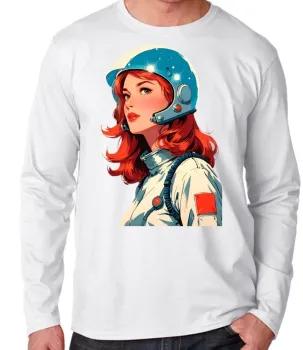 Camiseta manga longa Infantil ou Adulto Astronauta nasa space x