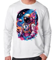 Camiseta manga longa Infantil ou Adulto Astronauta nasa space X espaço - Foto 3