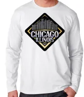 Camiseta manga longa Infantil ou Adulto Chicago illinois Lembrança - Foto 3