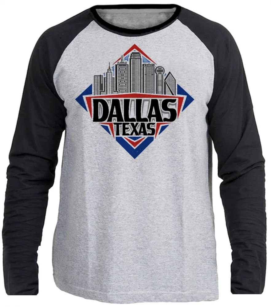 Camiseta manga longa Infantil ou Adulto Dallas Texas lembrança