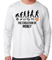 Camiseta manga longa Infantil ou Adulto Evolução Humana Bitcoin - Foto 2
