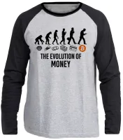 Camiseta manga longa Infantil ou Adulto Evolução Humana Bitcoin - Foto 3