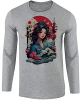 Camiseta manga longa Infantil ou Adulto Japonesa Japão gueixa mulher artista - Foto 2