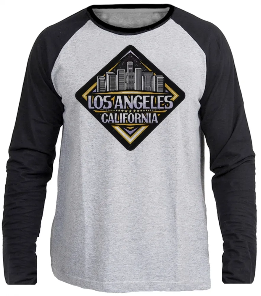 Camiseta manga longa Infantil ou Adulto Los Angeles city California Lembrança