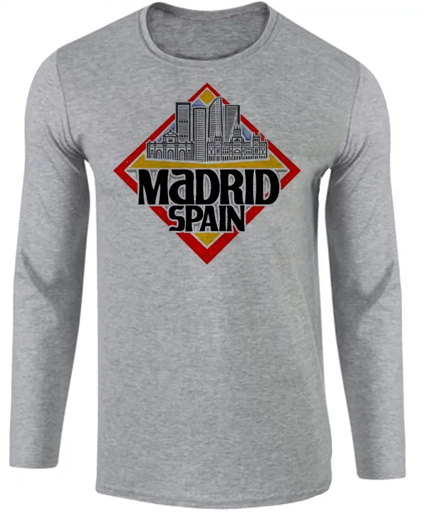 Camiseta manga longa Infantil ou Adulto Madri Espanha Lembrança Imagem