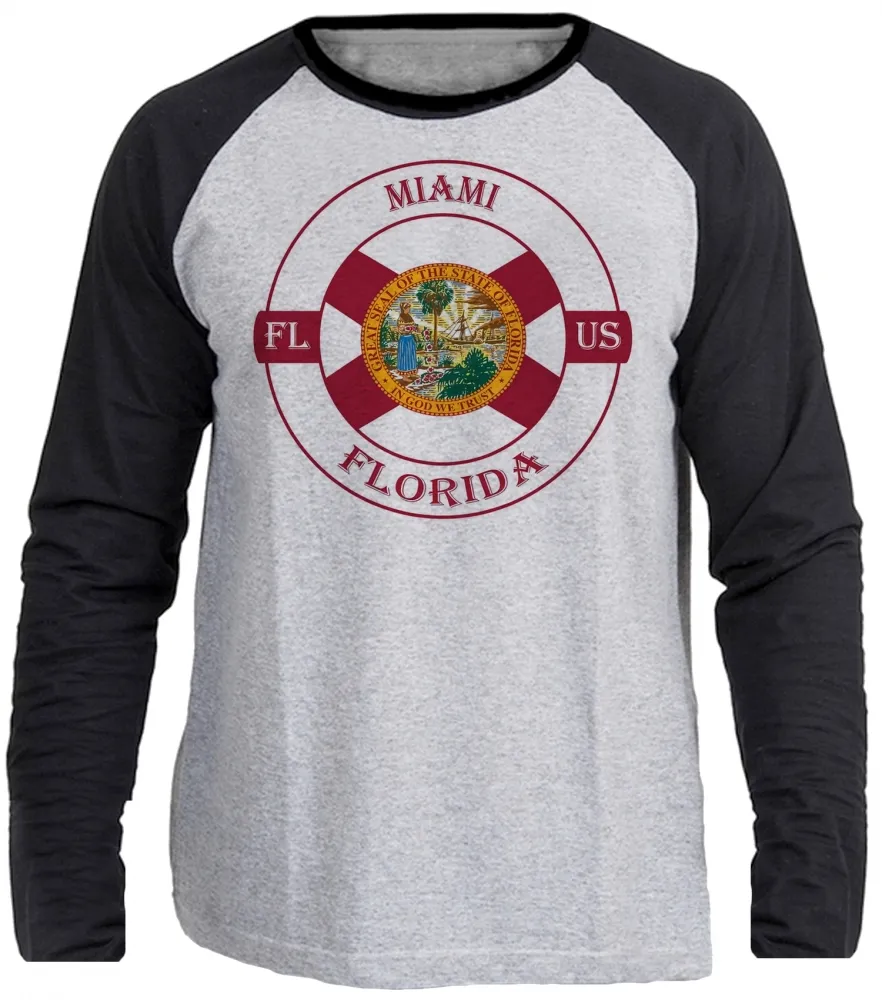 Camiseta manga longa Infantil ou Adulto Miami Florida Lembrança
