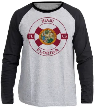Camiseta manga longa Infantil ou Adulto Miami Florida Lembrança