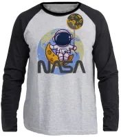 Camiseta manga longa Infantil ou Adulto Nasa astronauta planeta - Foto 3