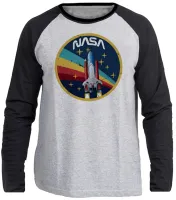 Camiseta manga longa Infantil ou Adulto Nasa Vintage foguete - Foto 3