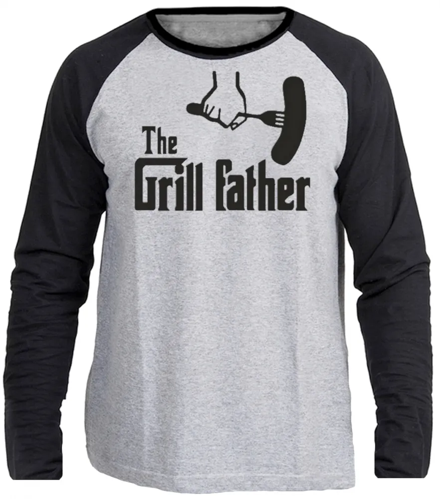 Camiseta manga longa Infantil ou Adulto Pai churrasco assador churrasqueira Imagem