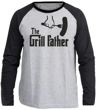 Camiseta manga longa Infantil ou Adulto Pai churrasco assador churrasqueira