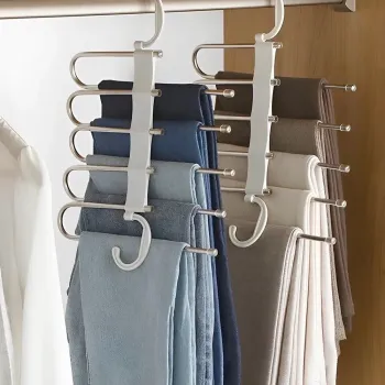 Cabide Multifuncional para Calças de Inox com 5 Divisórias Cabide Mágico