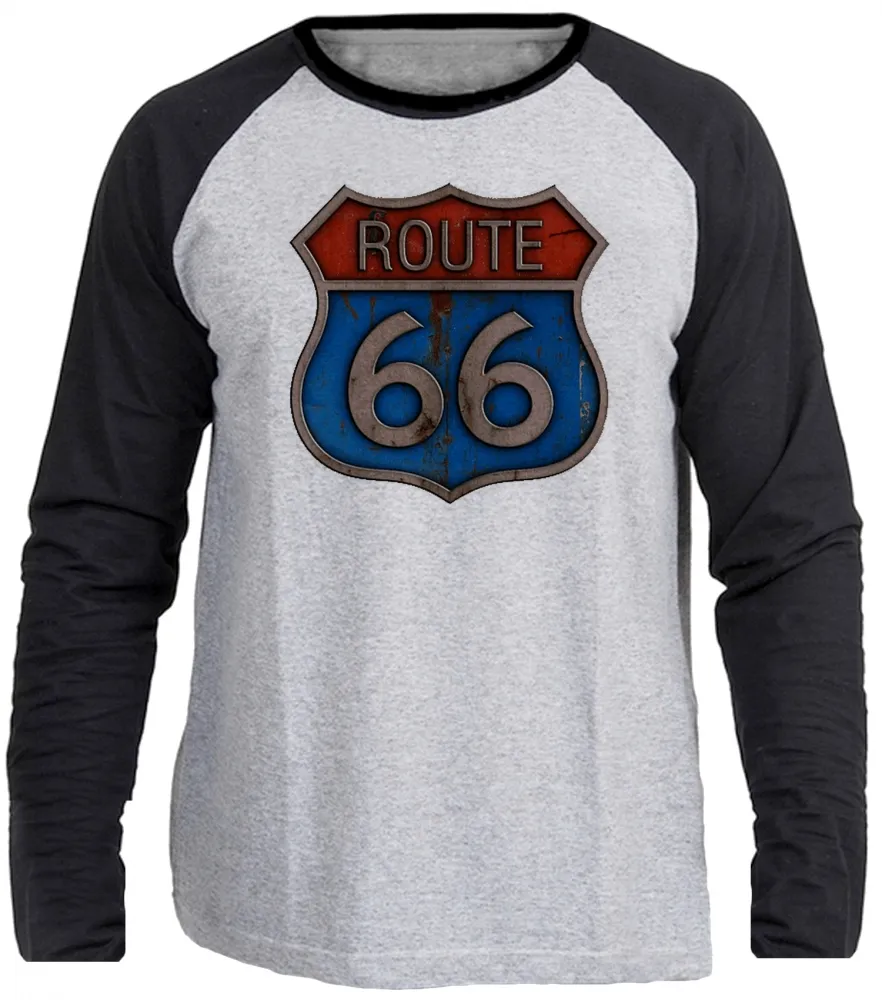 Camiseta manga longa Infantil ou Adulto rota 66 rodovia EUA