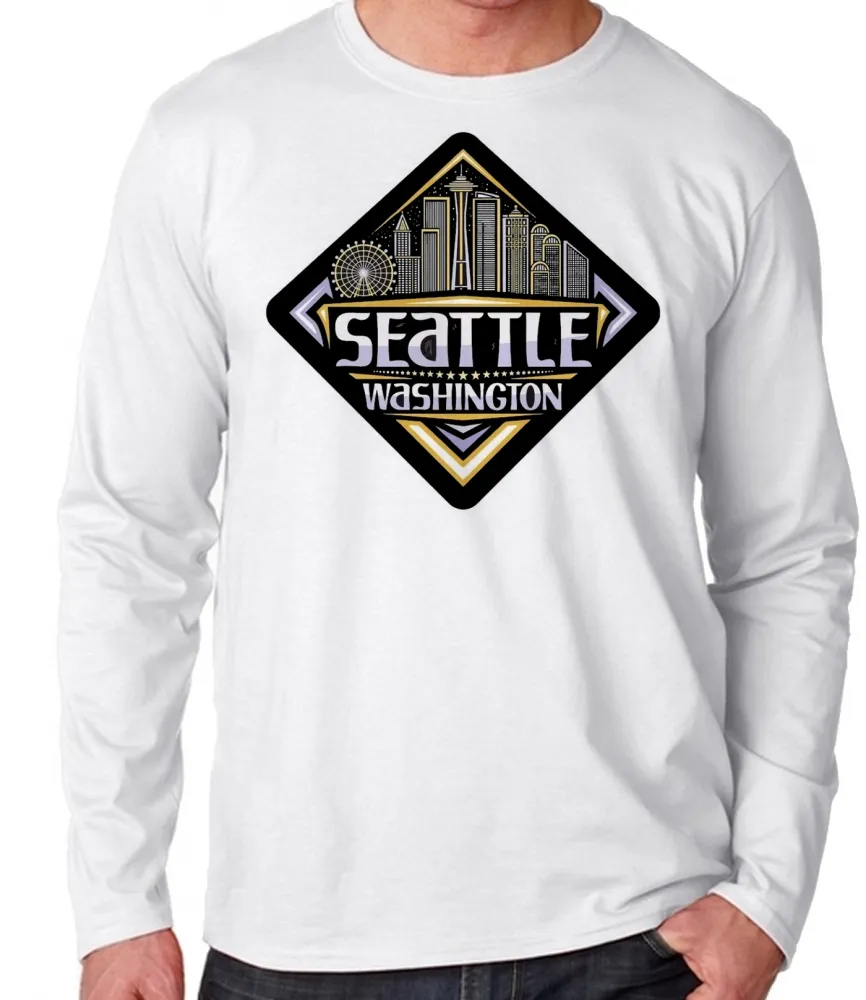 Camiseta manga longa Infantil ou Adulto Seattle Washington lembrança