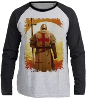 Camiseta manga longa Infantil ou Adulto templario cavaleiro Cruz Jesus Cristo - Foto 3
