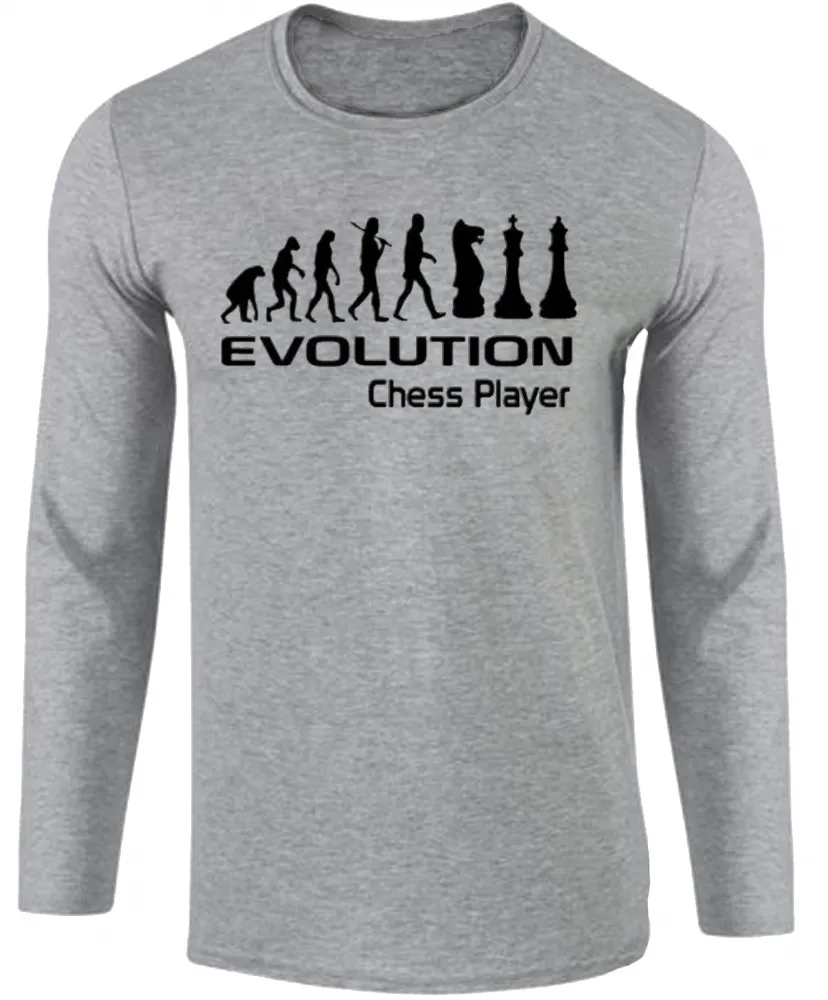 Camiseta manga longa Infantil ou Adulto Xadrez chess jogador evolução