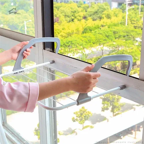 Varal Portátil De Janela Apartamento Varanda Seca Roupas Retrátil