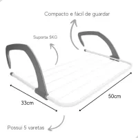 Varal Portátil De Janela Apartamento Varanda Seca Roupas Retrátil - Foto 4