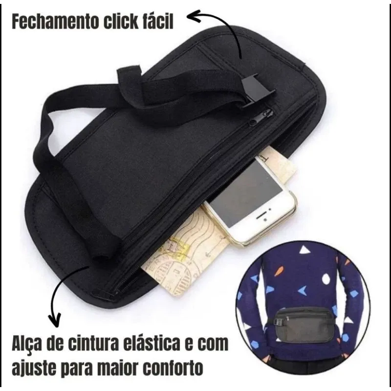 Pochete Doleira, Porta Dinheiro, Passaporte, Documentos