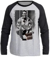 Camiseta manga longa Infantil ou Adulto arnold schwarzenegger work hard croos fit academia - Foto 3